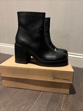 Dirty Laundry Black Platform Block Heel Ankle Boots